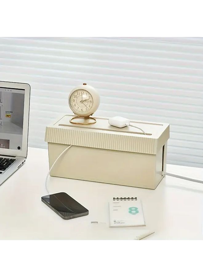 White Fire Resistant Desktop Cable Organizer With Heavy Duty Storage Box - Image 3