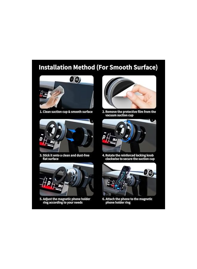 S-TOP Magnetic Phone Stand for Car, All in 1 Phone Holder with Magnetic Ring, 360° Rotatable Phone Holder compatible with iPhone/Android - Image 1