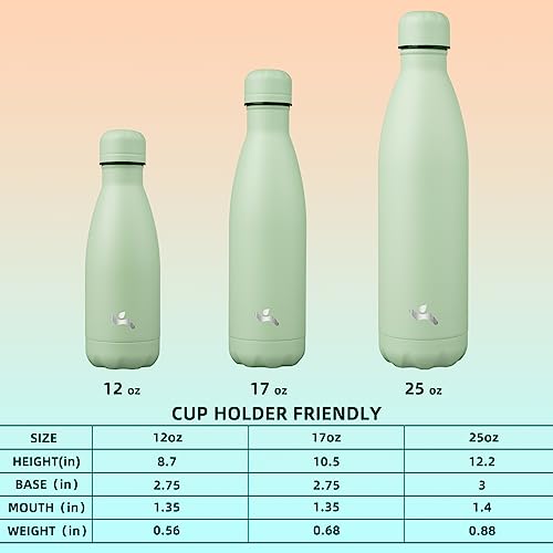 Konokyo Insulated Water Bottles,17 oz Double Wall Stainless Steel Vacumm Metal Flask for Sports Travel,Macaron Green - Image 4