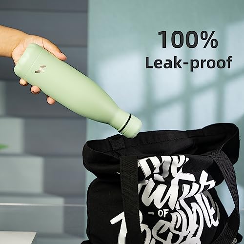 Konokyo Insulated Water Bottles,17 oz Double Wall Stainless Steel Vacumm Metal Flask for Sports Travel,Macaron Green - Image 5