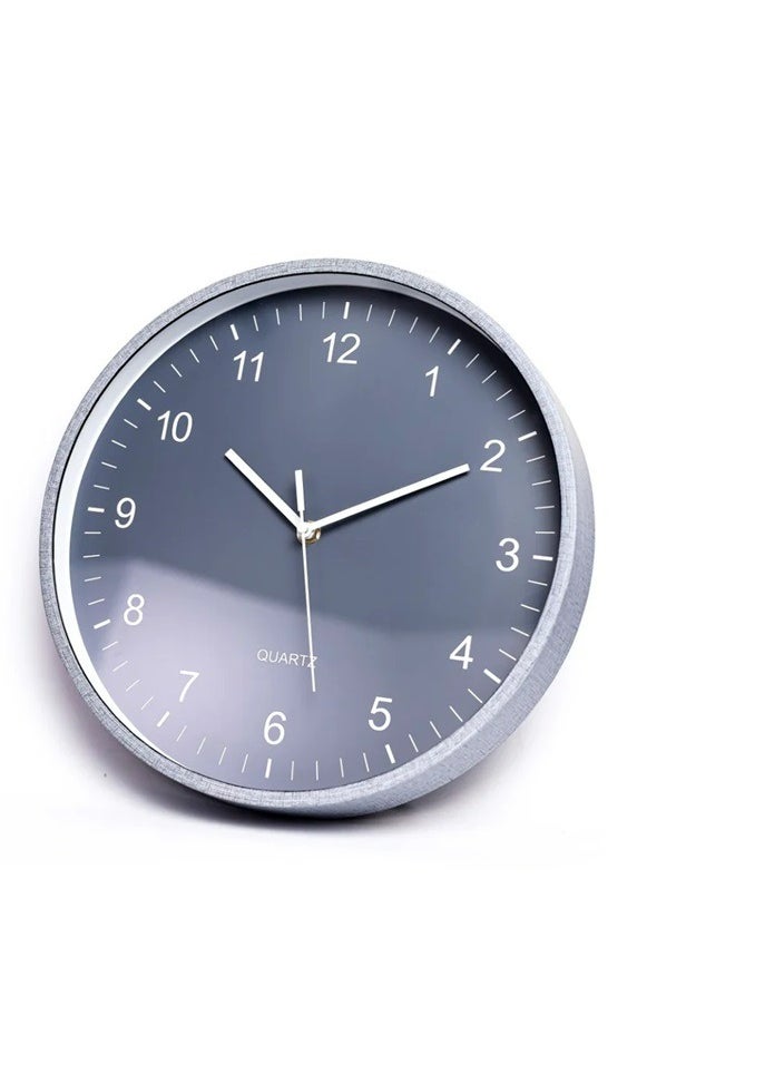 ماركة غير محددة Modern decorative round quartz wall clock large analoge display battery operated for homes and offices 30Cm Grey with textile like frame - ck19 