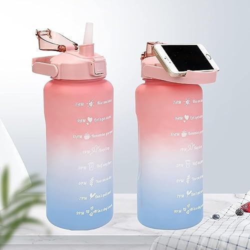US1984 Motivational 2L BPA-Free Water Bottle | Leak-Proof Flip-Top Cap | Easy to Clean | Handle | Fridge Water Bottle with Sipper | Bottle for Office, Gym, School, Yoga, Adults & Kids (Red, Plastic) - Image 2