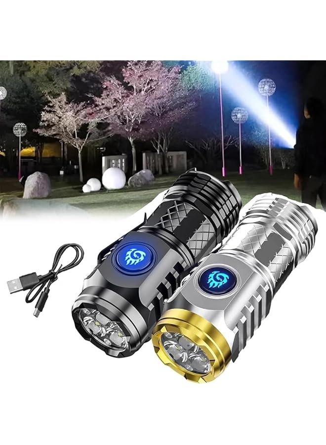 promass Three-Eyed Monster LED Flashlight | Super Bright 1600 Lumens Rechargeable Long-Range Spotlight | 5 Modes Waterproof Portable Thumb Flashlight for Camping, Hiking & Outdoor Adventures