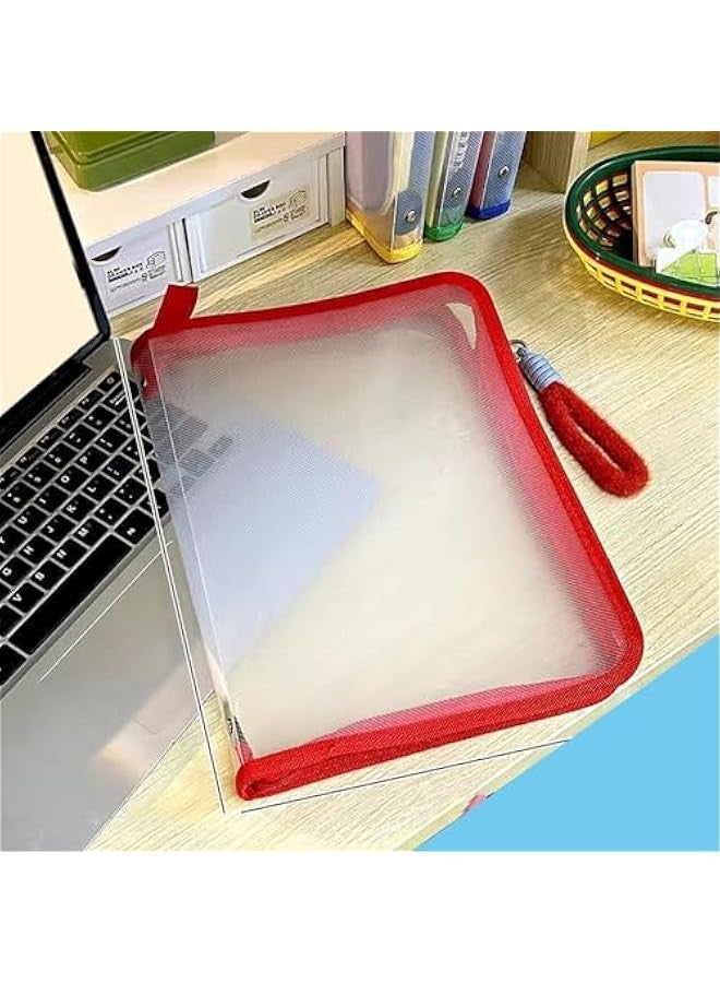 Zipper Pouch, Clear File Folders, A4 Plastic Envelopes, Lightweight Nylon Water Proof Mesh File Bag, Document Organizer, Pencil Case, Bill Bag, Storage Bag, for Home, Work, Office - Image 1