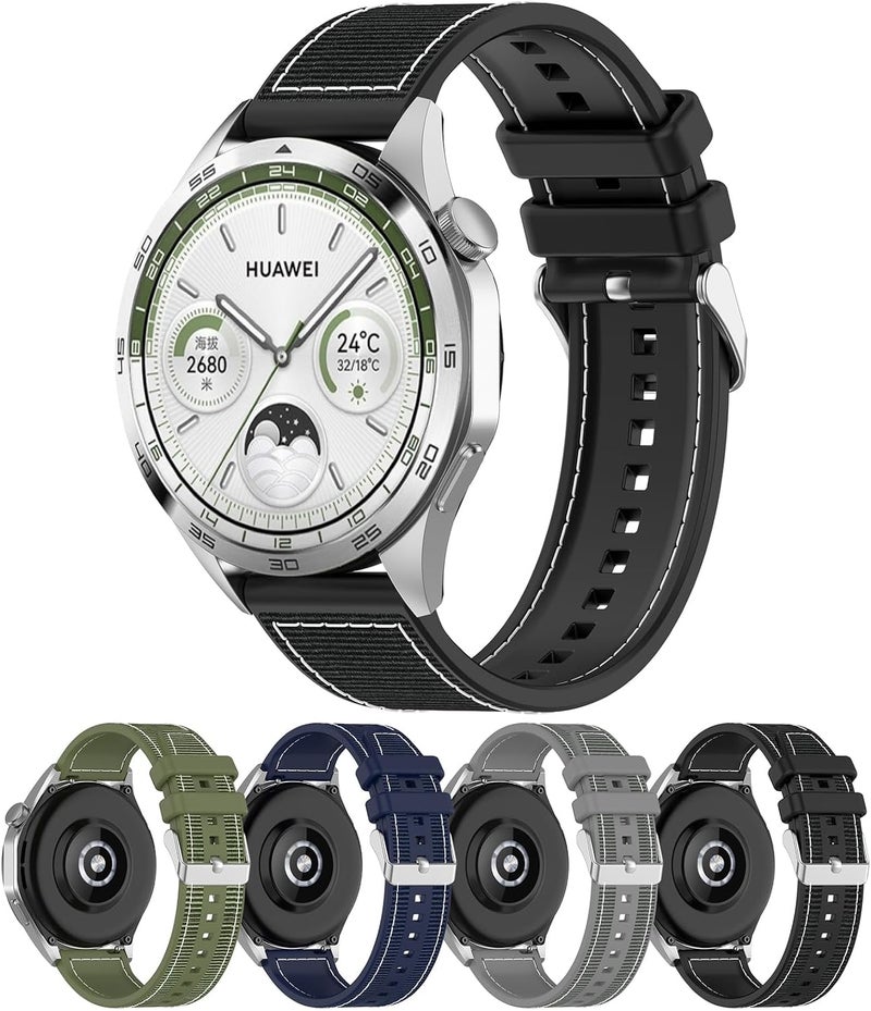 Disscool Replacement Wristbands Compatible with Huawei Watch GT4 46mm/watch GT3 SE/Watch Buds, 22mm Adjustable Soft Silicone Nylon Wrist Strap with Quick Release Watch Accessories(Black) - Image 1