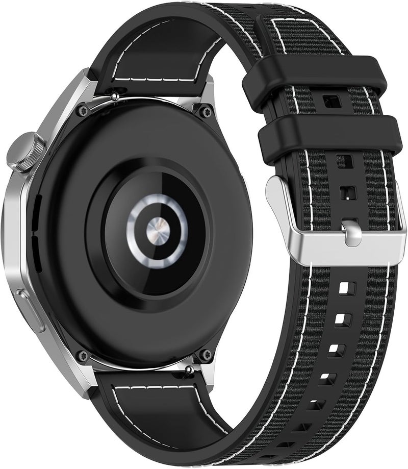 Disscool Replacement Wristbands Compatible with Huawei Watch GT4 46mm/watch GT3 SE/Watch Buds, 22mm Adjustable Soft Silicone Nylon Wrist Strap with Quick Release Watch Accessories(Black) - Image 2