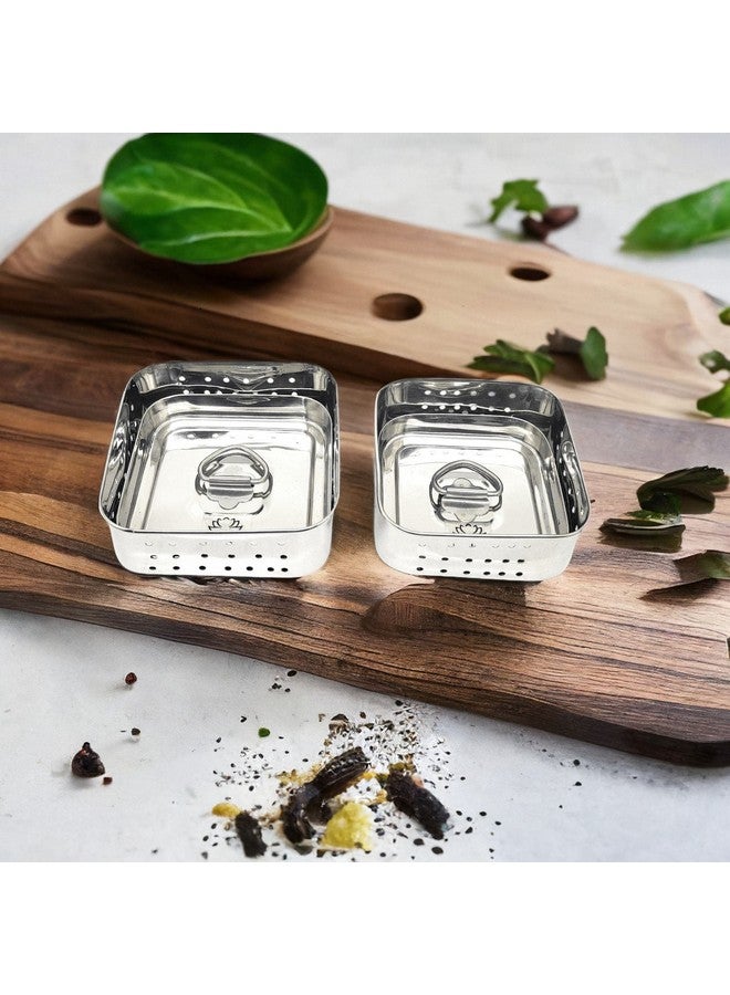 Nyra® Stainless Steel Square Shaped Paneer Maker/Mould/Strainer, Perfect for Making Delicious Tofu, Stainless Steel Paneer Maker with Top Pressing Lid Set of 2 Pcs with Top Press Lid (Small+ Large) - Image 3