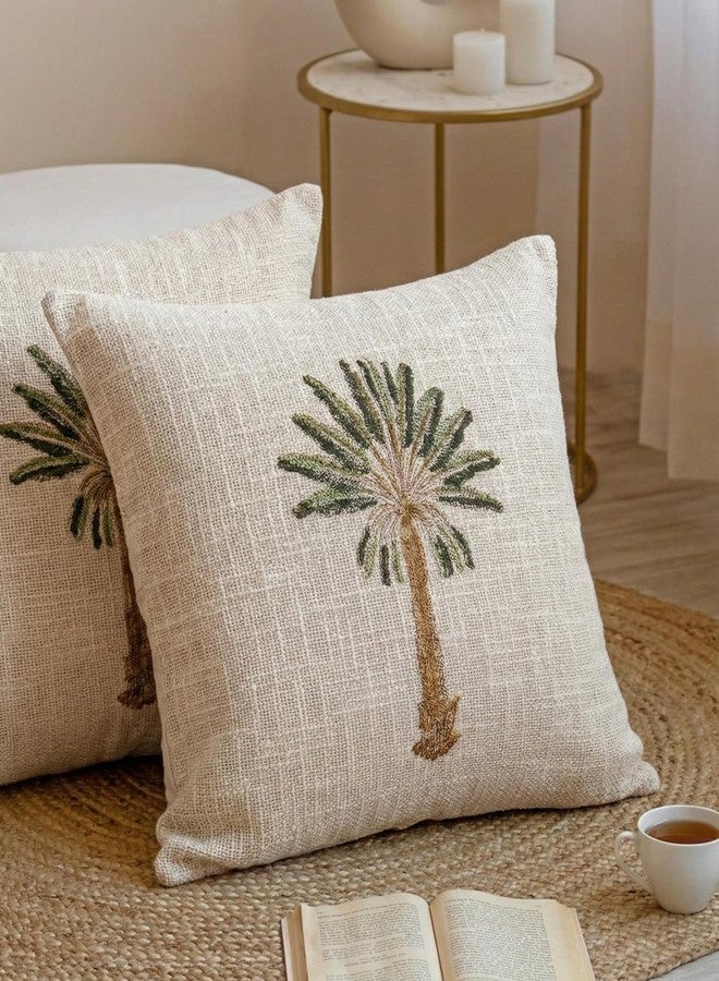 DMAASA Palm Tree Jute Cotton 10pcs Cushion Cover Set Decorative Throw Pillow Covers 40x40 cm, Beige Color (Pack of 10, 16x16 Inch) - Image 5