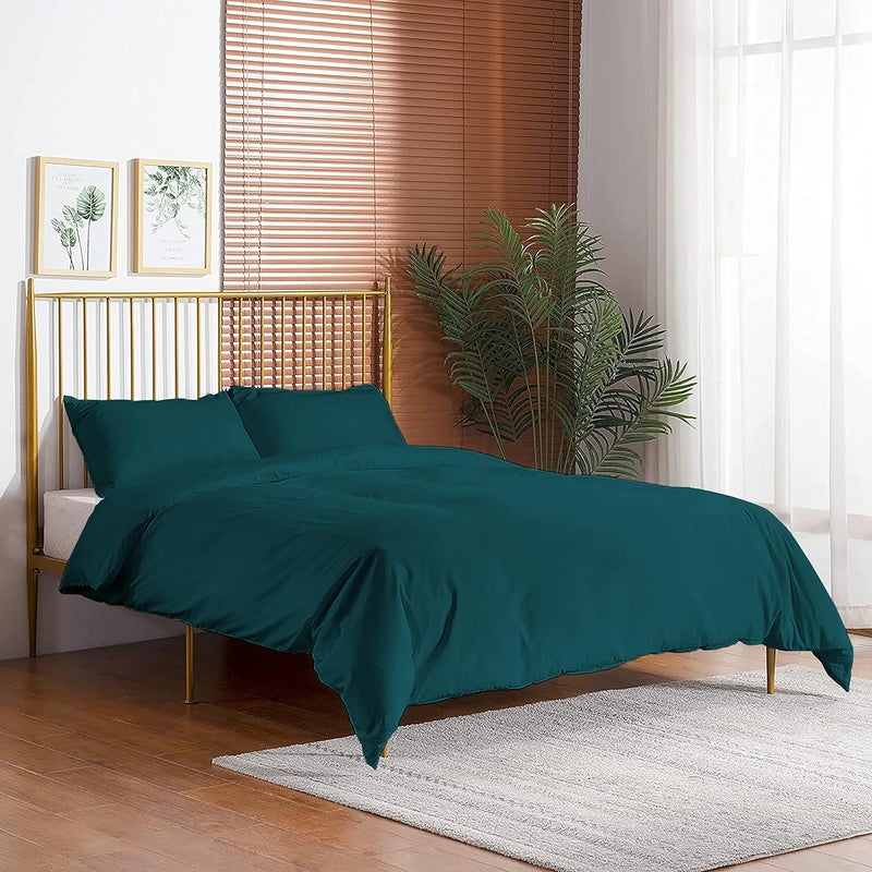 Day Care Impressible Super Soft Microfiber 3 Piece Duvet Cover Set Size 61X91 Inches And 2 Pillow Cover 300 TC 18X28 Inches Single Bed SizeTeal - Image 2
