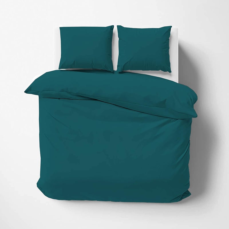 Day Care Impressible Super Soft Microfiber 3 Piece Duvet Cover Set Size 61X91 Inches And 2 Pillow Cover 300 TC 18X28 Inches Single Bed SizeTeal - Image 1