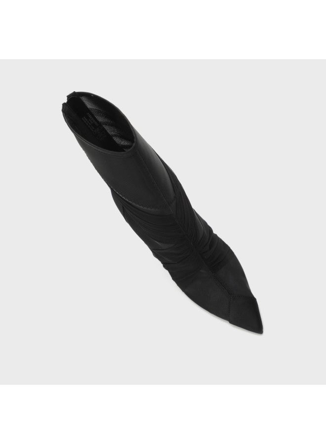 Zara Women's European & American Style Elegant Breathable Mesh Pleated Stacked Pointed Toe Fashion Boots High Heel Boots - Image 4