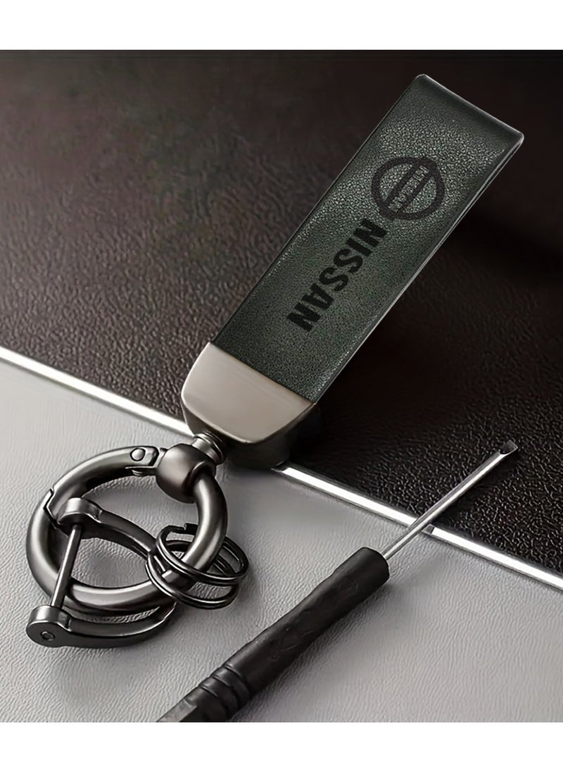 Nissan Metal Ring PU Leather Strap Keychain Home Key Chain Car Keychain NISSAN Car Key Chain Super Finish 1Pcs  - Image 1