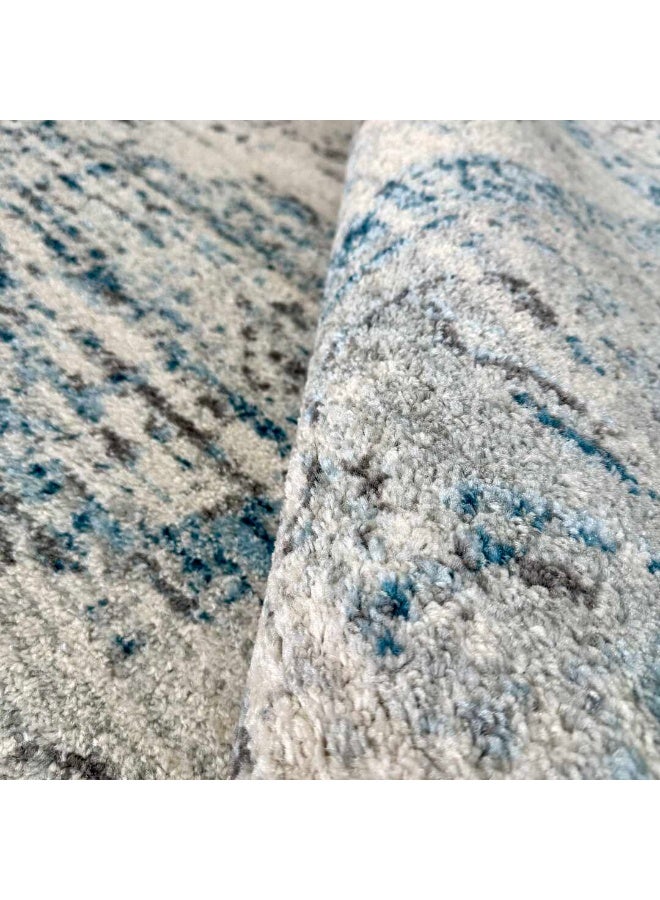 HANDPICKED FURNITURE Ultra Soft Area Carpets For Bed Room Living Room And Dining Room Anti-Slip Floor Carpets Easy To Clean 150 X 220 Cm 49 X 72 Ft - Blue - Image 3