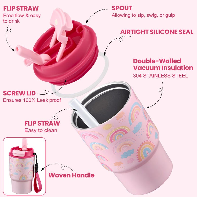 Howeemo Bento Lunch Box for Kids with 17oz Soup Thermo,Insulated Tumbler Water Bottle and Insulated Lunch Bag,Leak-Proof 3 Compartment Lunch Food Container with Ice Pack for Kids to School-Rainbow - Image 5