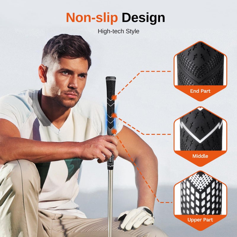 Full Choice Rubber Golf Grips 13 Pack, High Traction and Feedback, Non-Slip, Advanced Texture Control, 13 Grips Set, white, Standard Size, RG01 Golf Club Grips - Image 2