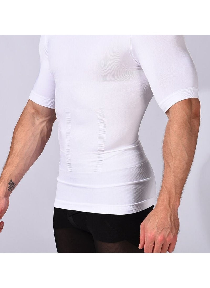 DubaiGallery Men Corset Short Sleeves Tank Abdomen Vest Muscles Body Shaper  - Image 3