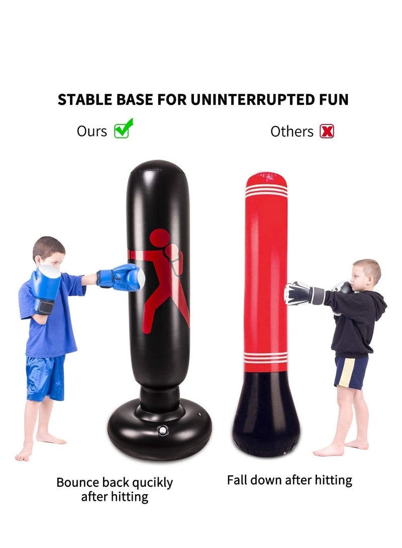 SYOSI Inflatable Freestanding Punching Bag, Heavy Kickboxing Bags for Kids, Practice Target Columns, Portable Indoor Home Weighted Boxing Practicing Karate, Taekwondo - Image 4