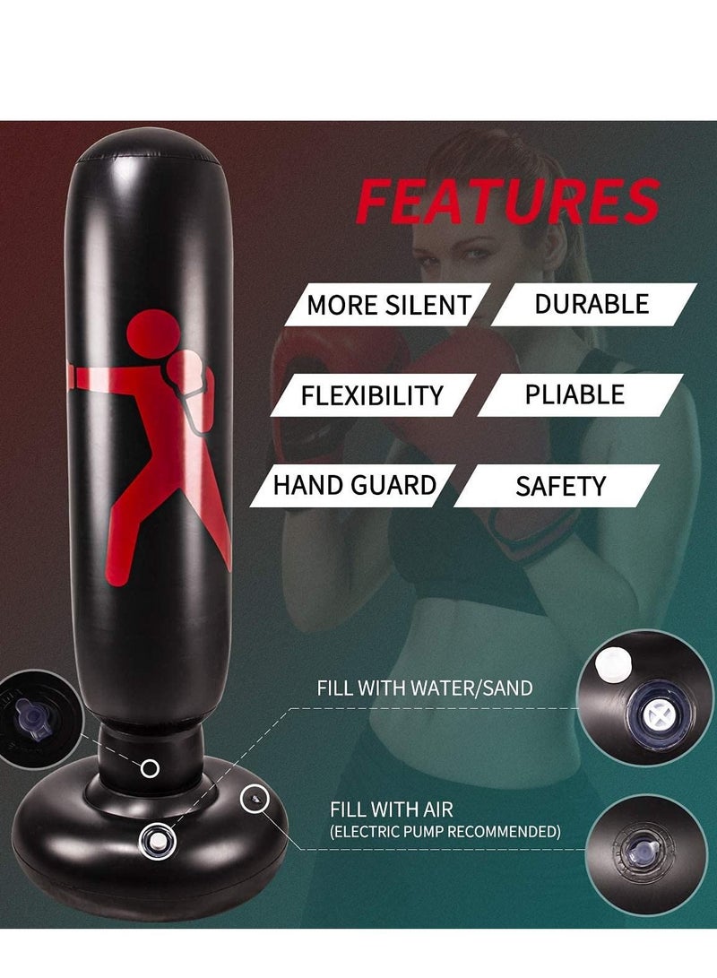 SYOSI Inflatable Freestanding Punching Bag, Heavy Kickboxing Bags for Kids, Practice Target Columns, Portable Indoor Home Weighted Boxing Practicing Karate, Taekwondo - Image 5