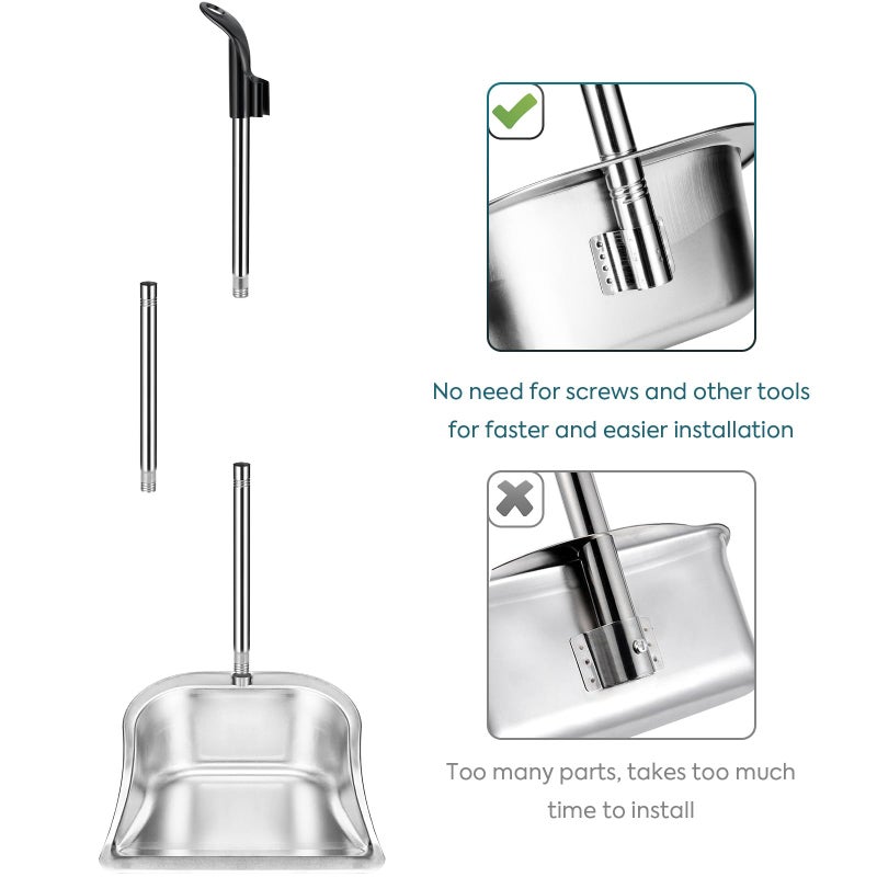 Yangbaga Dust Pans with Long Handle - 35â€Heavy Duty Metal Upright Stand Up Dustpan - Long Handled Stand Up Dustpans - Best Dustpans for Home/Lobby/Shop/Garage/Yard - Image 5