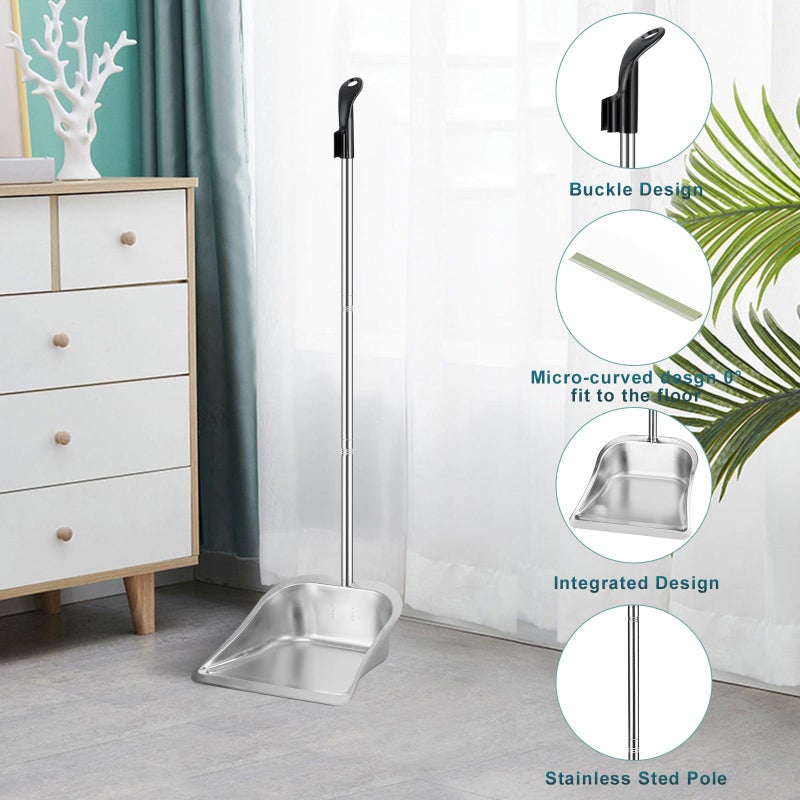 Yangbaga Dust Pans with Long Handle - 35â€Heavy Duty Metal Upright Stand Up Dustpan - Long Handled Stand Up Dustpans - Best Dustpans for Home/Lobby/Shop/Garage/Yard - Image 3