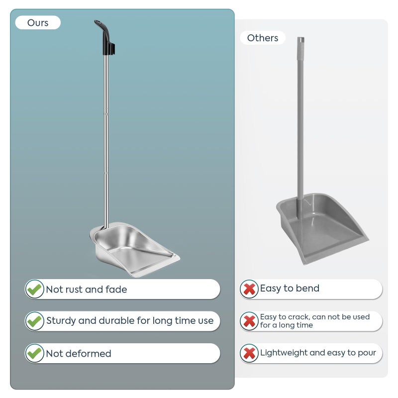 Yangbaga Dust Pans with Long Handle - 35â€Heavy Duty Metal Upright Stand Up Dustpan - Long Handled Stand Up Dustpans - Best Dustpans for Home/Lobby/Shop/Garage/Yard - Image 4