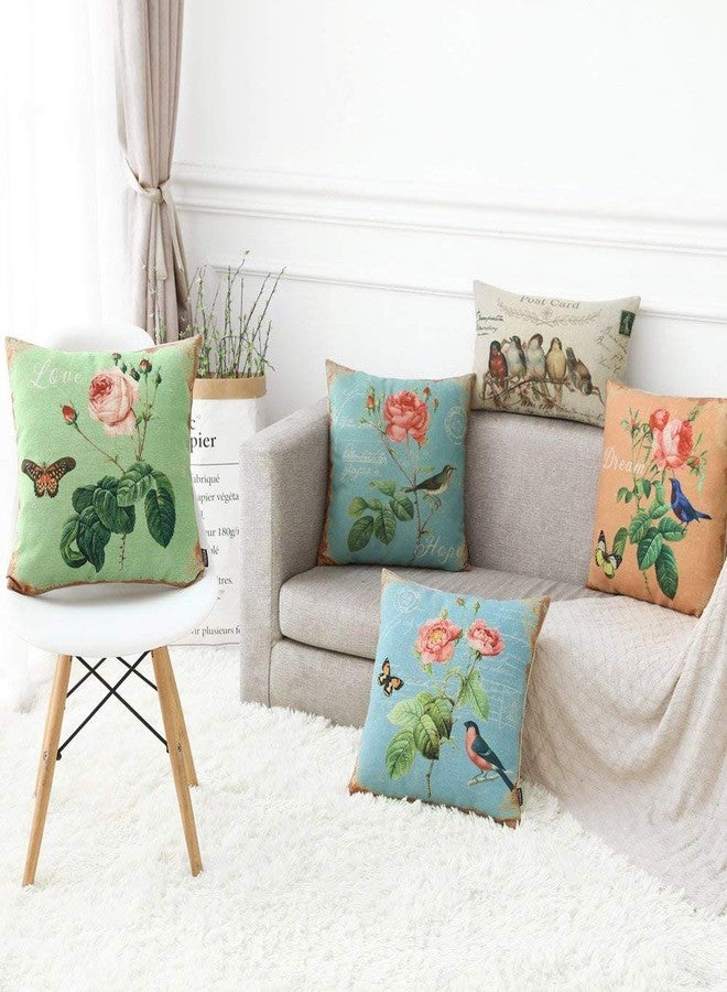 TRENDIN Vintage Bird Style Cotton Linen Decor Throw Pillow Covers, 20 x 12 Inches PL232TR - Image 2