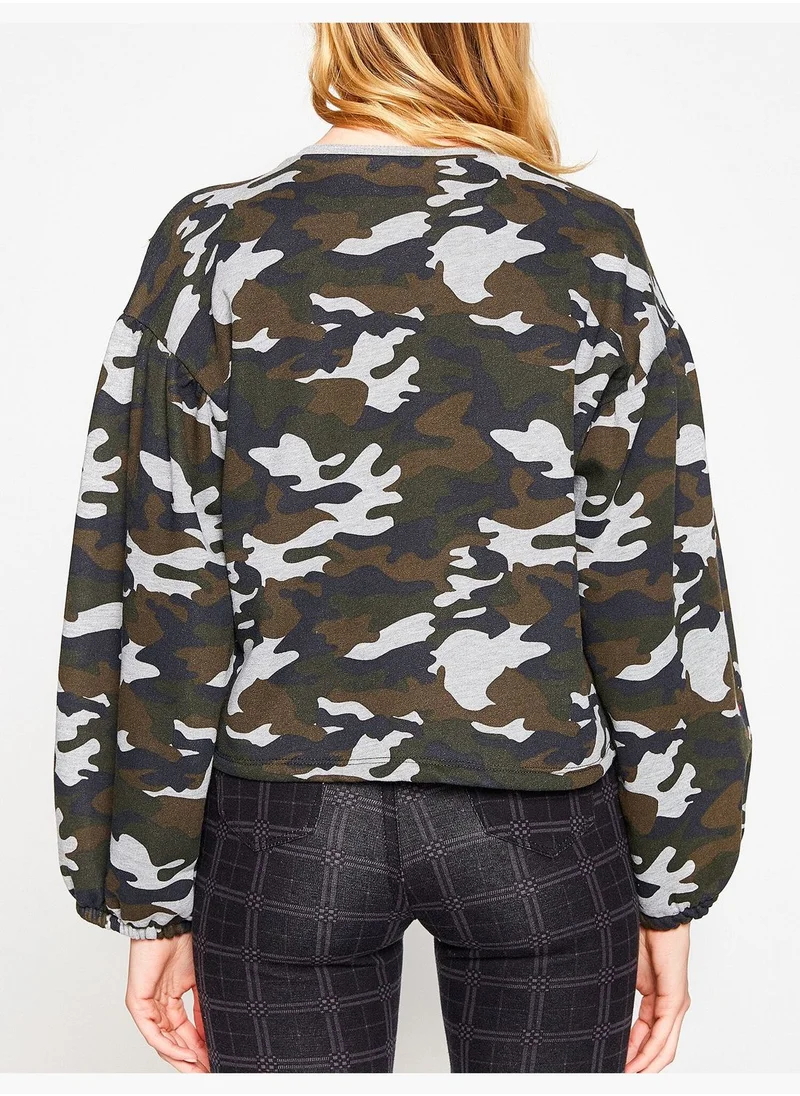 KOTON Camouflage Patterned Sweatshirt