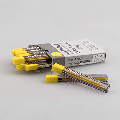 Pentel Arts 8 Colour Pencil Lead Refill, Yellow, 24 Pieces of Lead (CH2-G) - Image 2