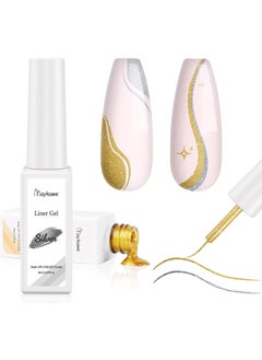 Maykawe 2 Pcs Gel Polish Nail Art Liner Set Gold Silver Glitter Colors Paint Swirl Built Thin Brush in Bottle Soak off Led Lamp Manicure Kits  - Image 1
