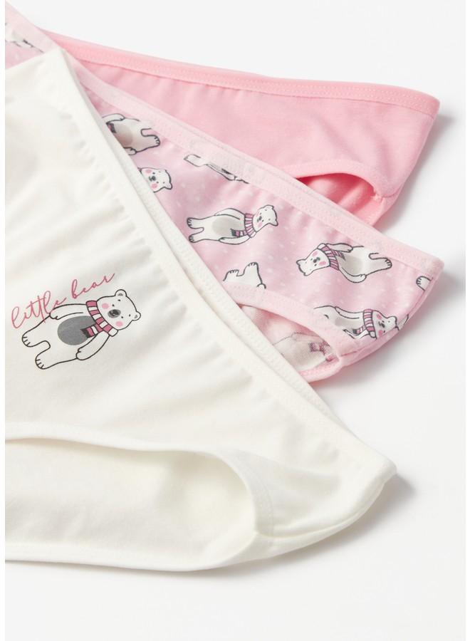June Girls Teddy Bear Patterned 3-Pack Panties Multicolor - Ecru - Pink - Image 4