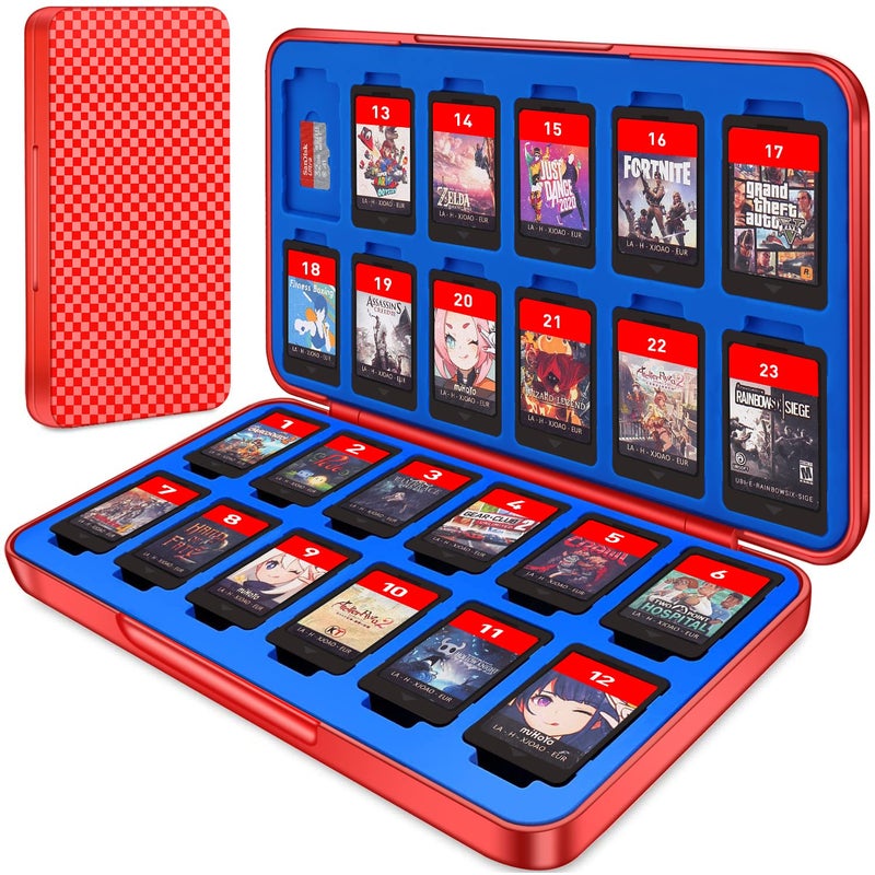 MOSAHOLL Switch Game Holder Case with 24 Cartridge Slots and 24 Micro SD Card Storage, Slim Portable Game Organizer Traveler Gift Accessories with Magnetic Closure, Protective Hard Shell and Soft Lining - Image 1