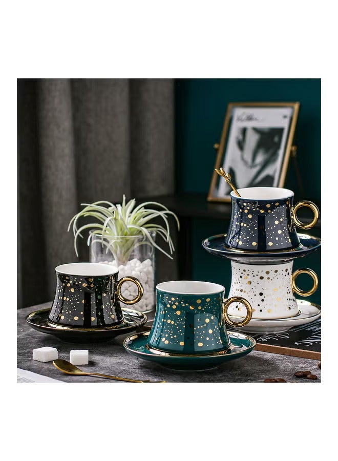 3-Piece Cup And Saucer With Spoon Black 250ml - Image 3