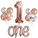 Morofme Rose Gold One Balloon Set 40 inch Big Number 1 Balloon 20 inch Letter One Balloon 1st Birthday Balloons for Girl Rose Gold First Birthday Decorations - Image 4