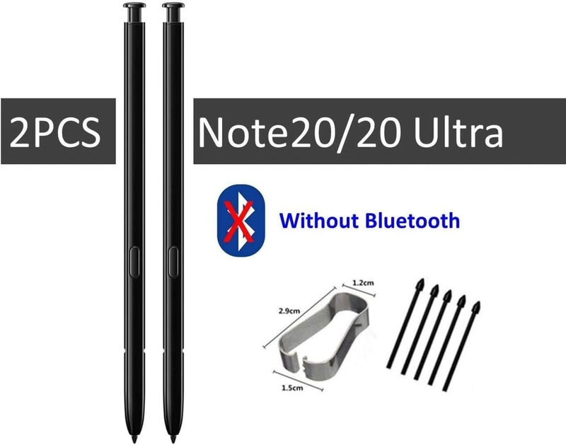 قلم ستايلس بديل مكون من قطعتين لجهاز Galaxy Note 20 (بدون بلوتوث) لجهاز Samsung Galaxy Note 20 Ultra S Pen + أطراف بديلة (أسود)