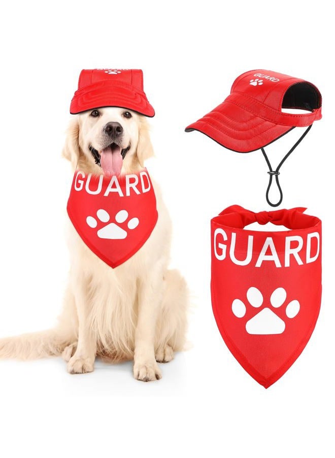 Geyoga Guard Pet Costume Set Dog Baseball Cap Sun Protection Baseball Hat Dog Bandana Triangle Scarf for Pet Gifts(M) - Image 1