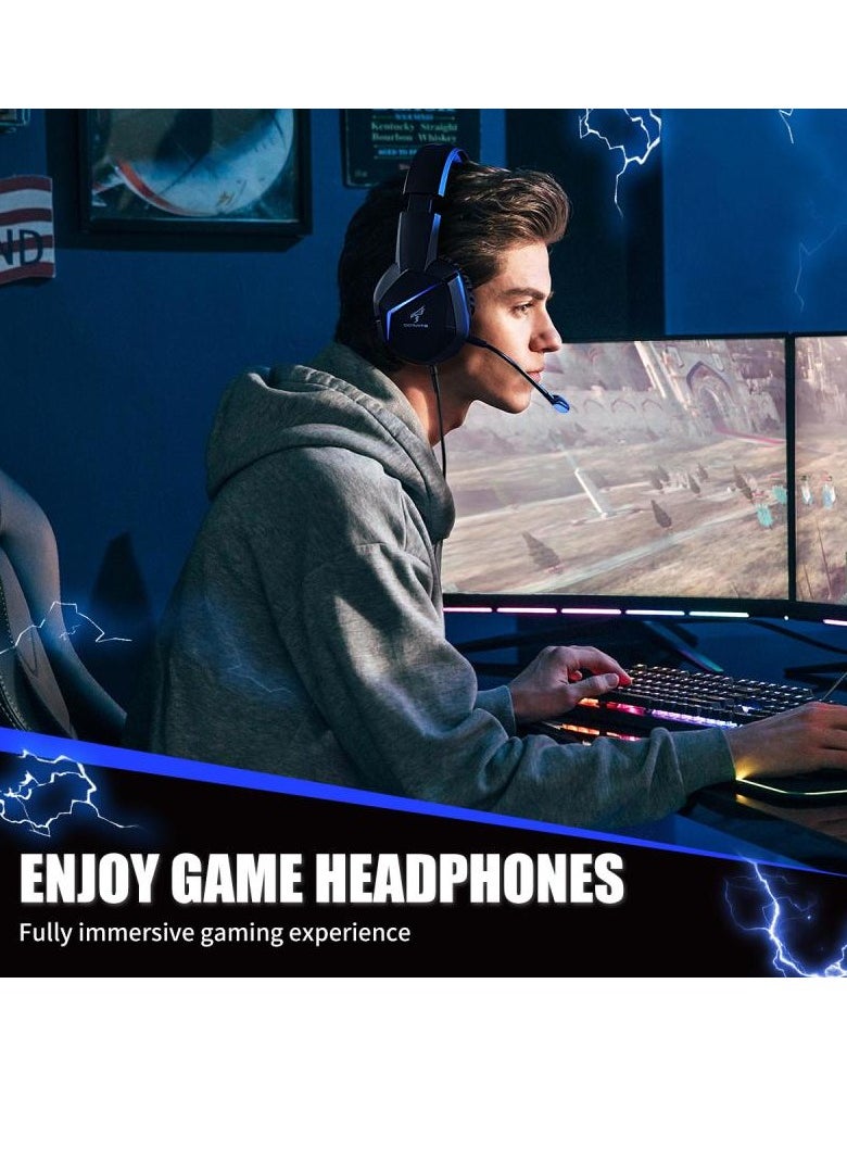 Generic - Wired and Wireless gaming headset 2 modes (RGB) , GS401 2.4ghz with microphone , Leather earmuffs which is very convenient to use  three kinds of sound effects of game / audio / video / live broadcast with one button - Black - Image 1