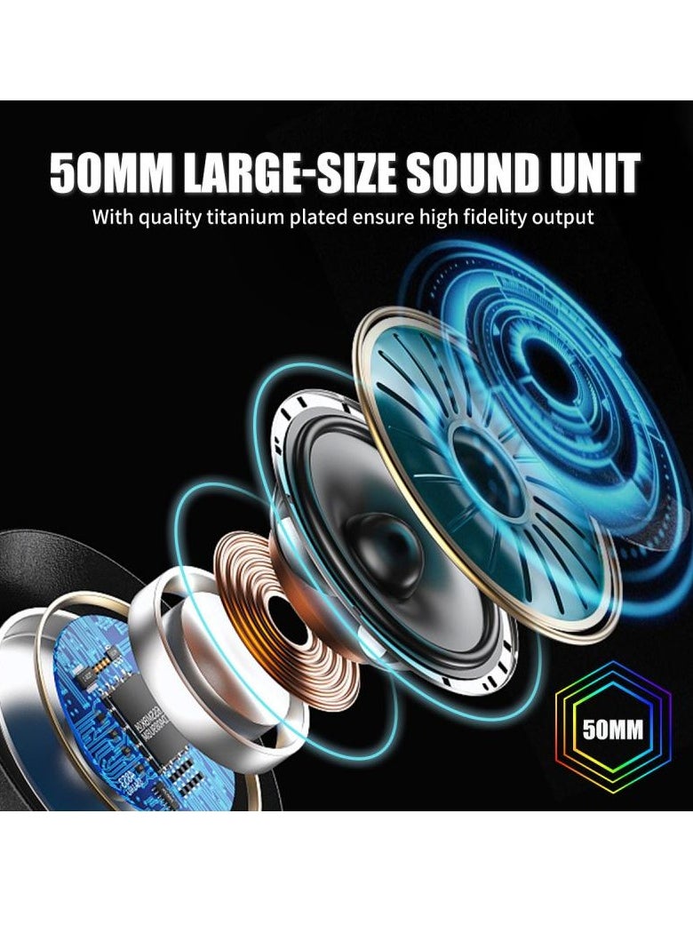 Generic - Wired and Wireless gaming headset 2 modes (RGB) , GS401 2.4ghz with microphone , Leather earmuffs which is very convenient to use  three kinds of sound effects of game / audio / video / live broadcast with one button - Black - Image 1