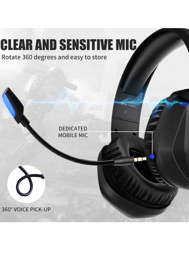 Generic - Wired and Wireless gaming headset 2 modes (RGB) , GS401 2.4ghz with microphone , Leather earmuffs which is very convenient to use  three kinds of sound effects of game / audio / video / live broadcast with one button - Black - Image 1