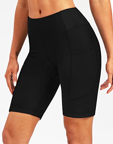 Bikewa Women's 4D Padded Bike Shorts Cycling Padding Riding Bicycle Road Mountain Biking Cycle Spin Shorts for Women with Zipper Pockets(Black,M) - Image 2