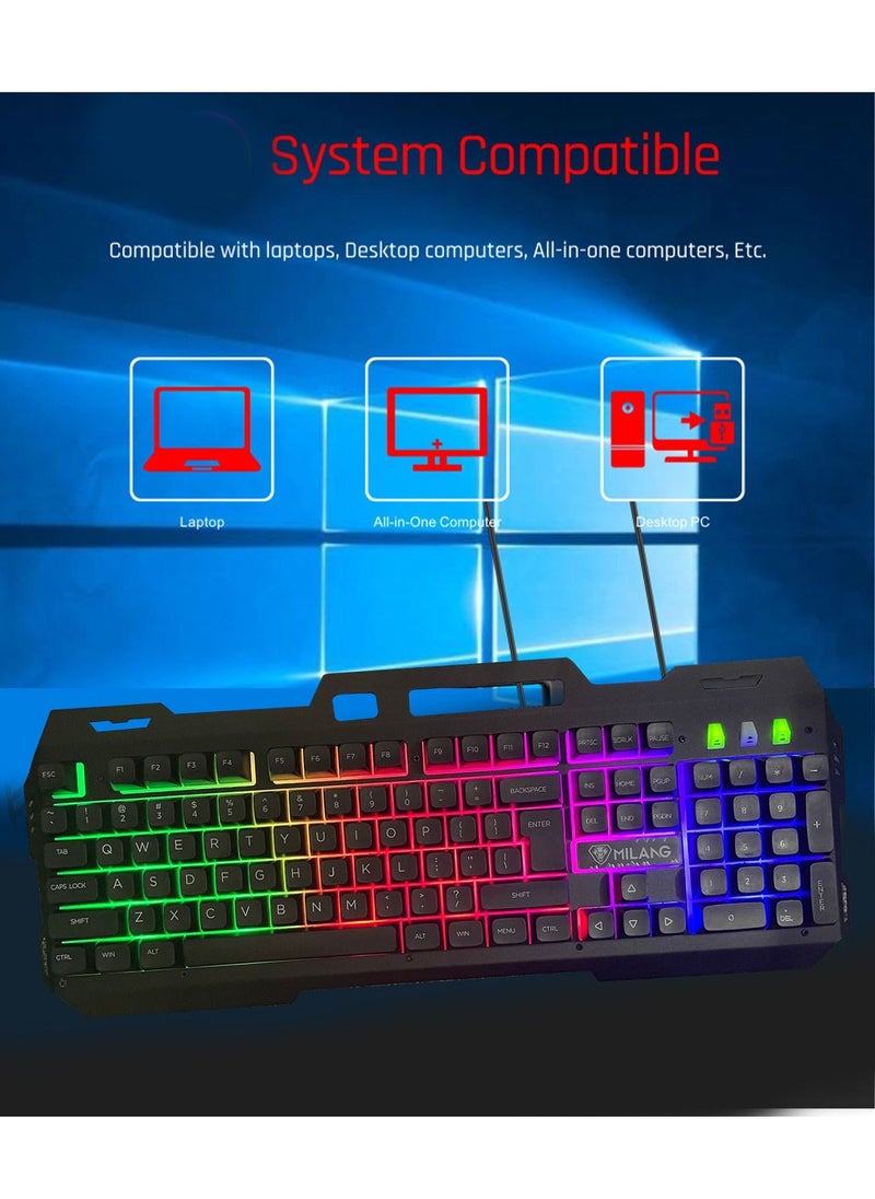 MILANG - MILANG T806 Metal Iron Plate Mechanical Touch Game Keyboard Mechanical Gaming Keyboard - PC Gaming Keyboard and Backlit Keyboard For Gaming - Image 1