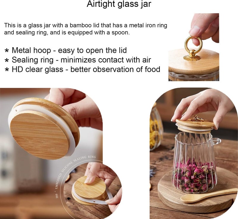 CNWSGEM Sugar Bowls Sugar Container 25.36 FL OZ Glass Coffee Canister Airtight Food Storage Jar with Lid and Spoon Candy Jar Coffee Bar Accessories Storage Beans Powder (Conical) - Image 5