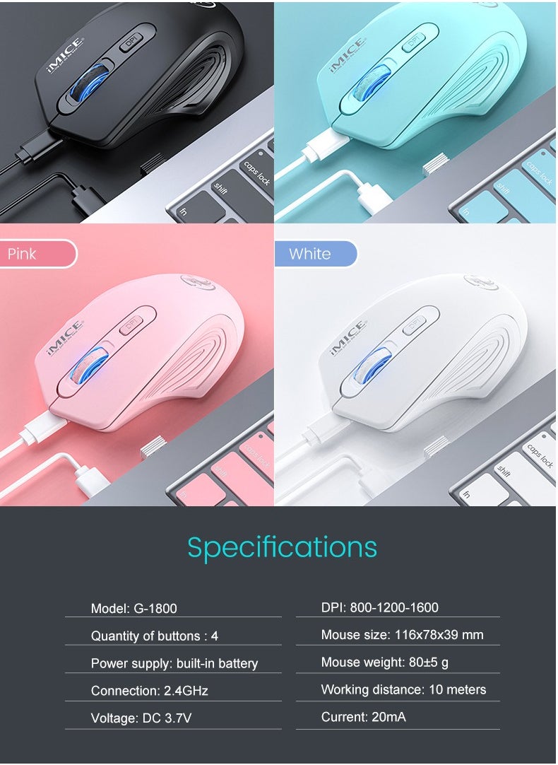 iMice - iMice  2.4G SINGLE  MODE RECHARGEABLE SILENT 4-BUTTON WIRELESS GAMING MOUSE TYPE C INTERFACE - Image 1