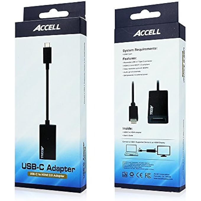 ACCEL USB-C TO HDMI ADAPTER - USB 3.1 TYPE-C TO HDMI 2.0 ACTIVE ADAPTER - 4K UHD @60HZ - THUNDERBOLT 3 COMPATIBLE SUPPORTING DISPLAYPORT ALT MODE - Image 3