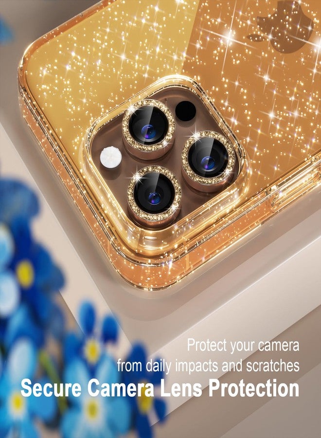 Choiche Compatible for iPhone 16 Pro Case Women Phone Case, Cute Bling Sparkly, Military Grade Drop Protection, 3 Diamond Camera Lens Covers, 2 Tempered Glass Protectors, 6.3 inch (Glitter Gold) - Image 4
