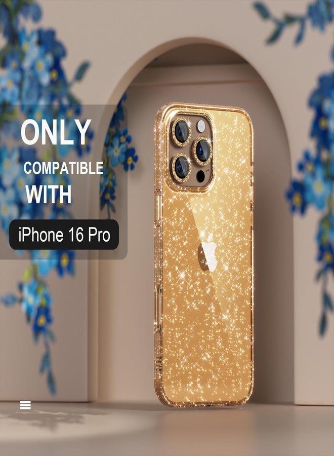 Choiche Compatible for iPhone 16 Pro Case Women Phone Case, Cute Bling Sparkly, Military Grade Drop Protection, 3 Diamond Camera Lens Covers, 2 Tempered Glass Protectors, 6.3 inch (Glitter Gold) - Image 3