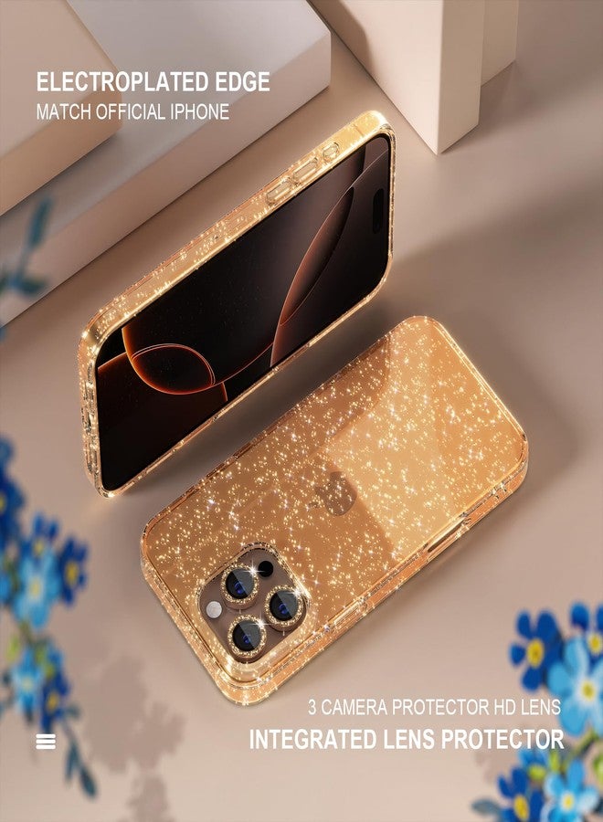 Choiche Compatible for iPhone 16 Pro Case Women Phone Case, Cute Bling Sparkly, Military Grade Drop Protection, 3 Diamond Camera Lens Covers, 2 Tempered Glass Protectors, 6.3 inch (Glitter Gold) - Image 5