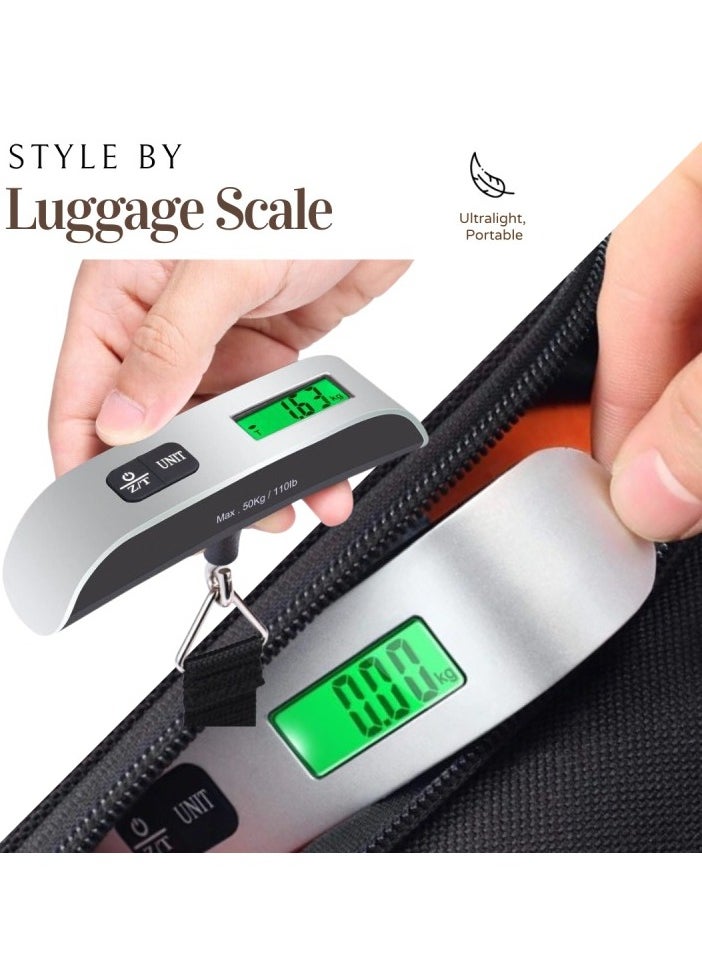 Generic Digital Electronic LCD Luggage Scale Pocket Weighing Scales Travel Hook Hanging Thermometer 50kg  - Image 1