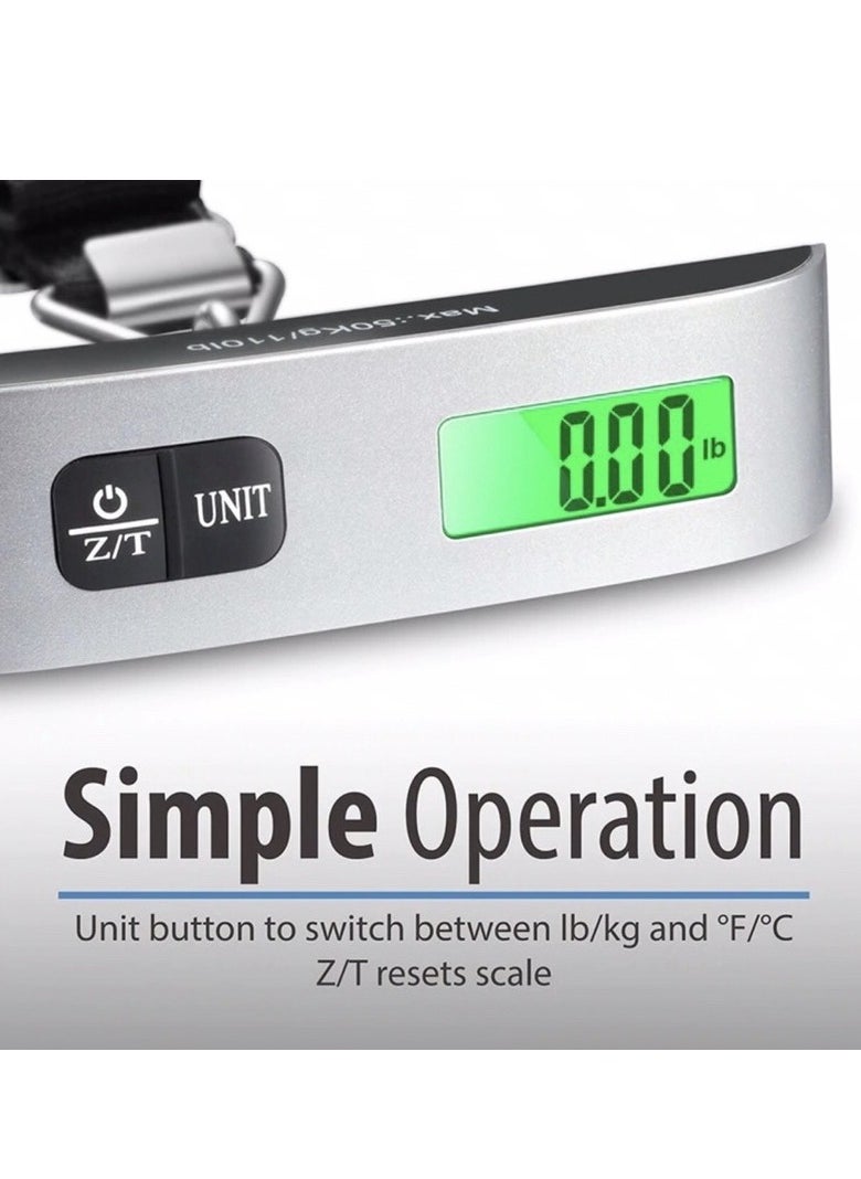 Generic Digital Electronic LCD Luggage Scale Pocket Weighing Scales Travel Hook Hanging Thermometer 50kg  - Image 2
