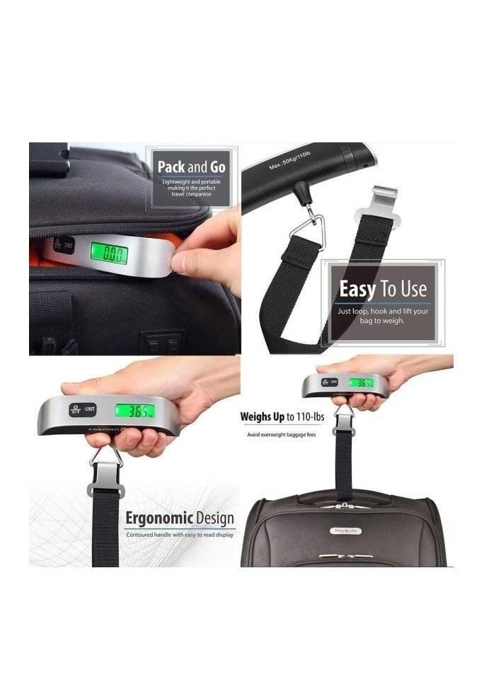 Generic Digital Electronic LCD Luggage Scale Pocket Weighing Scales Travel Hook Hanging Thermometer 50kg  - Image 3