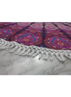 INDIAN CRAFT CASTLE Round Beach Tapestry Turquoise Mandala ThrowBoho Hippie Beach Blanket RoundieIndian Cotton Bohemian Large Round Table ClothHome DecorYoga Mat Meditation Picnic Rug 42 White And Pink  - Image 3
